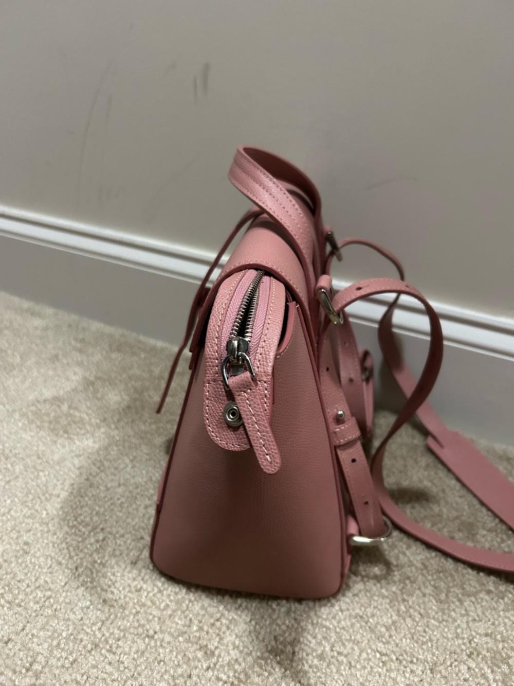 Senreve Pebbled Leather Satchel in Dusty Pink - Picture 4 of 10